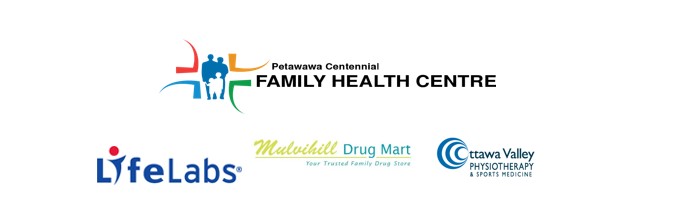 icons of the Petawawa Family Health Centre, LifeLabs, Mulvihills and OV Physio
