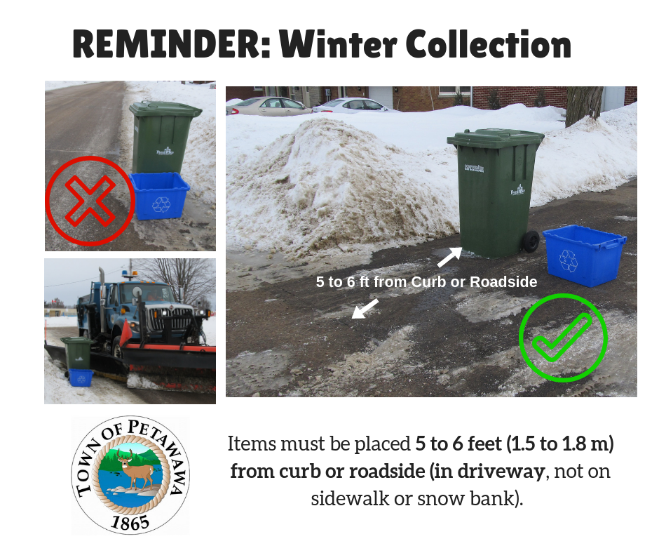 examples of proper and improper placement for waste and bin collection
