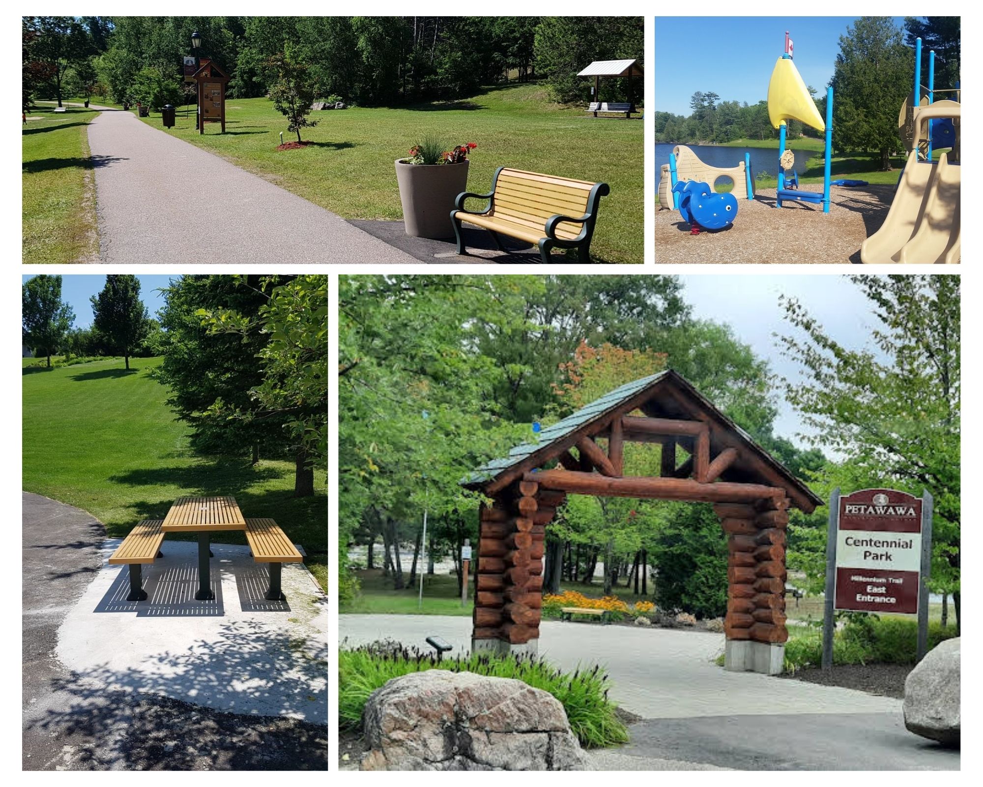 centennial park images, accessible features, benches, pathway