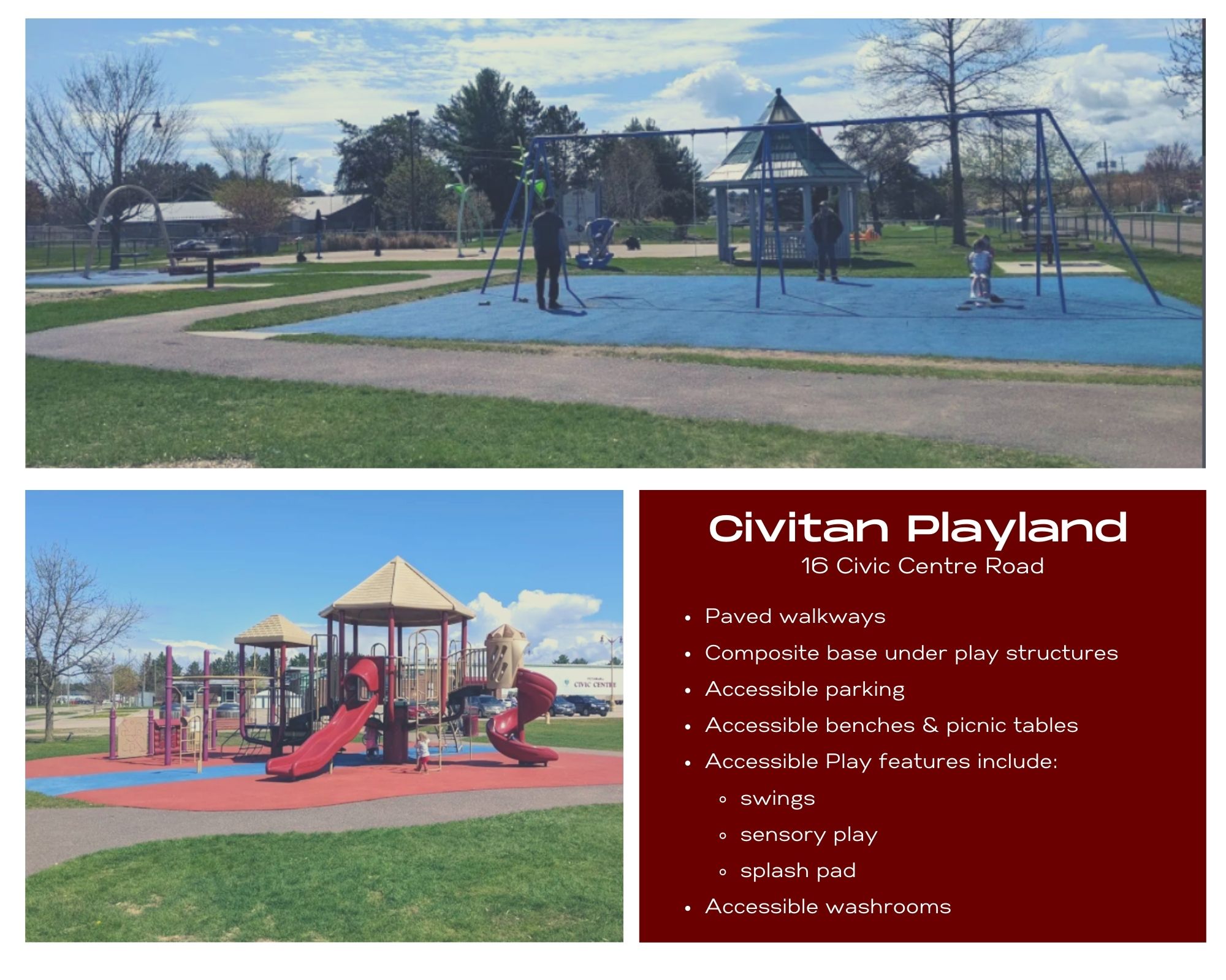 book tree, playstructure, civitan playland, playground, accessible benches