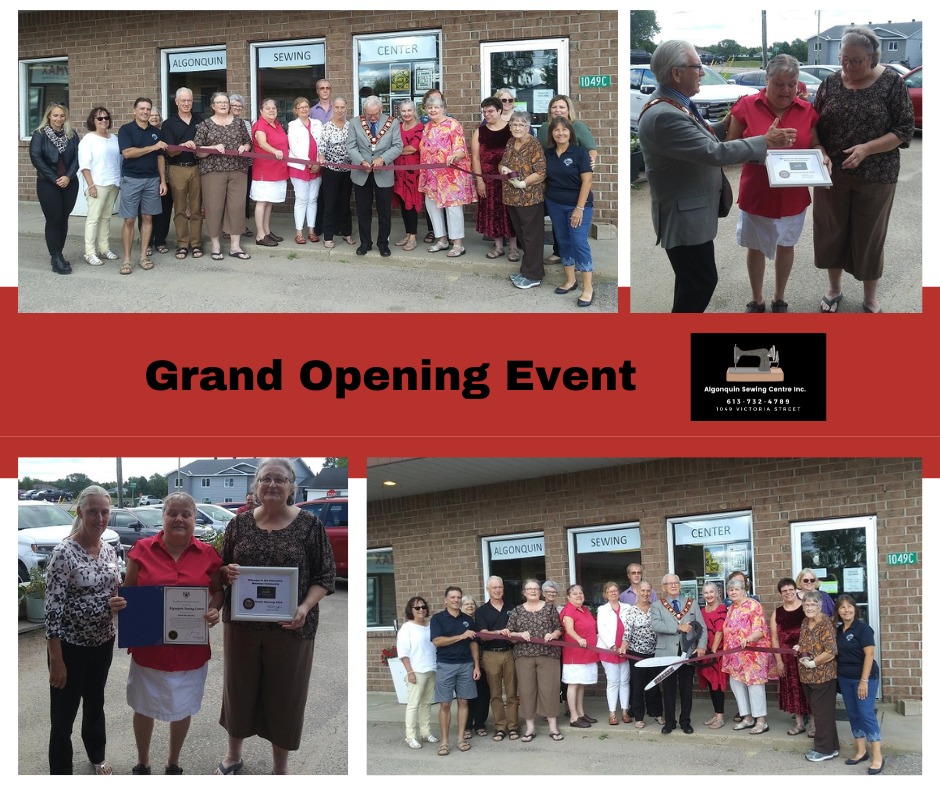collage images for the Algonquin Sewing Centre Grand Opening