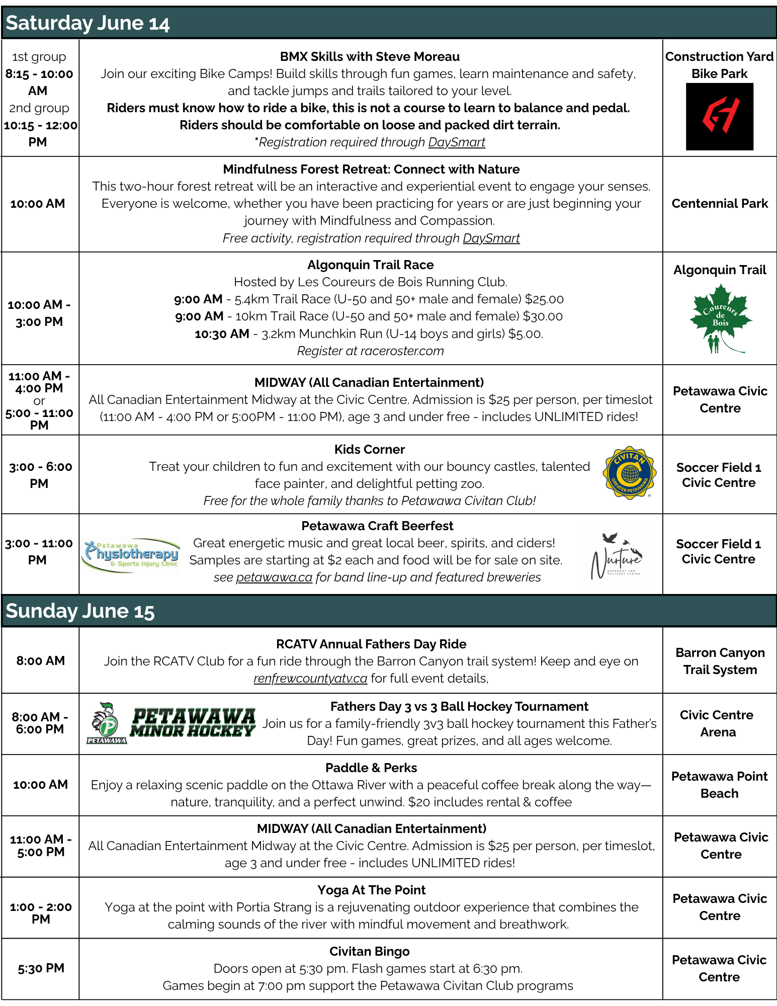 Civic Centre Days Schedule Page 2