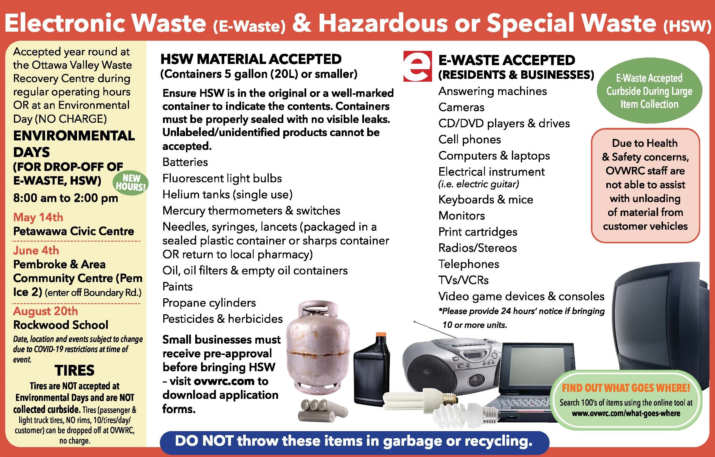 electronic waste notice, may 14, petawawa civic centre