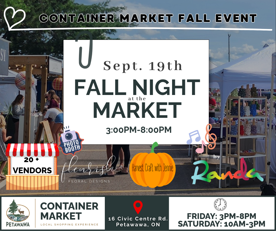 a poster for the Fall Night Market at the Petawawa Container Market