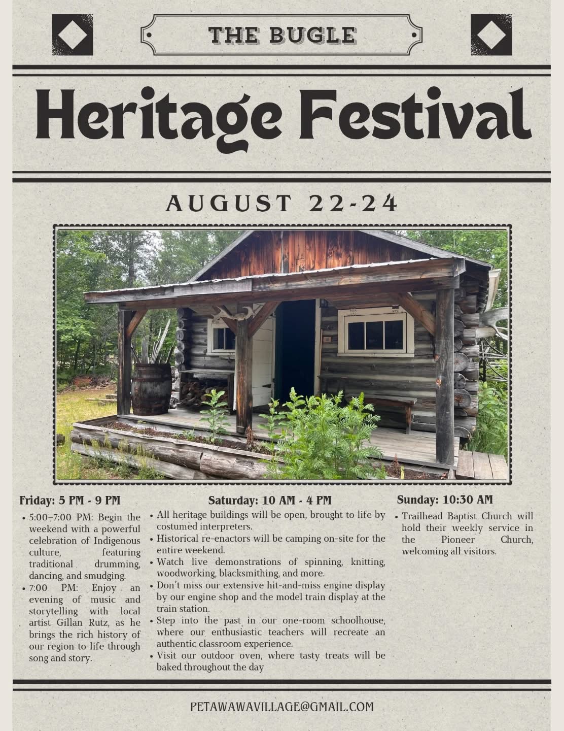 heritage village event august 22-24