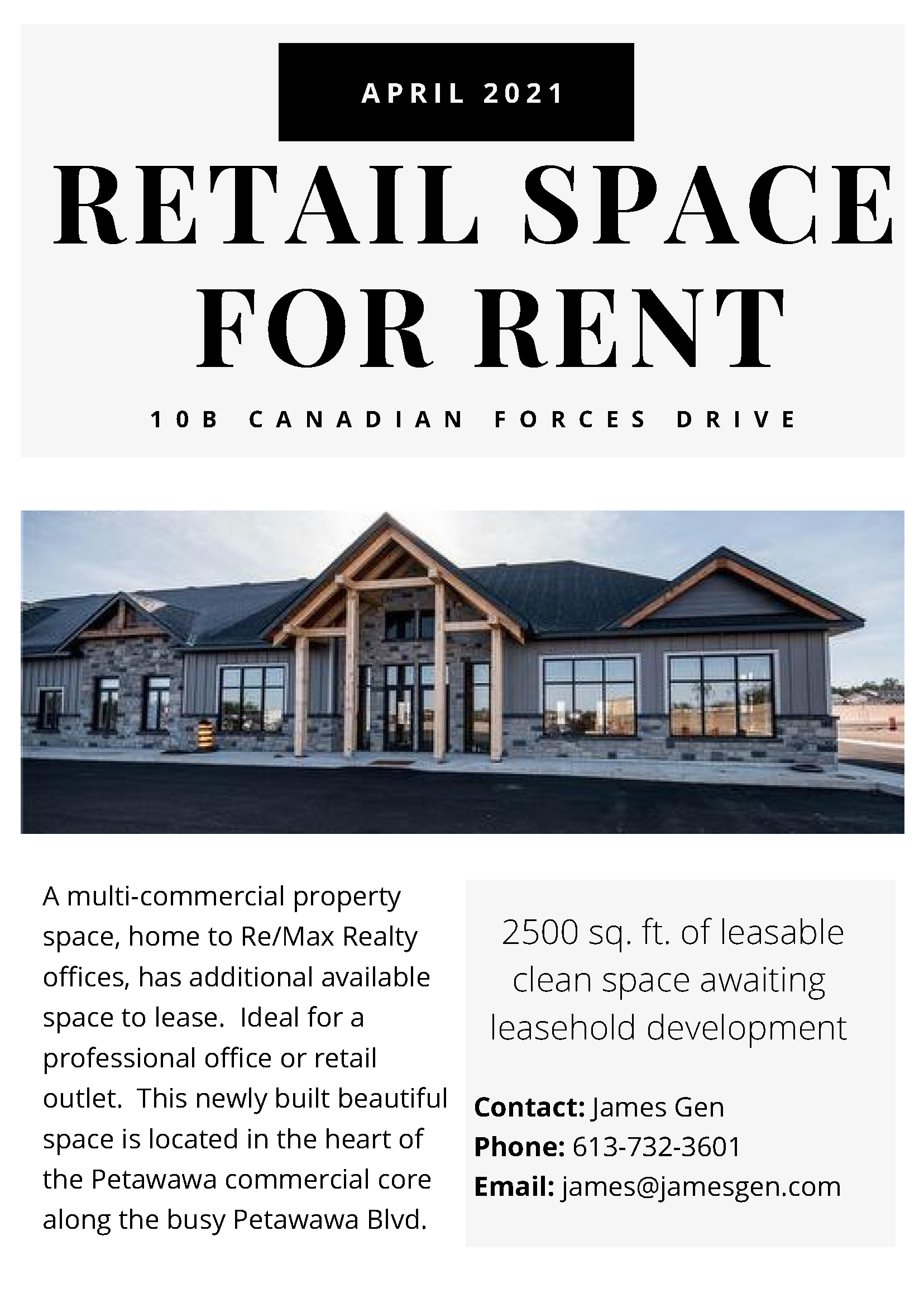 a sales listing for commercial property on Petawawa Blvd.