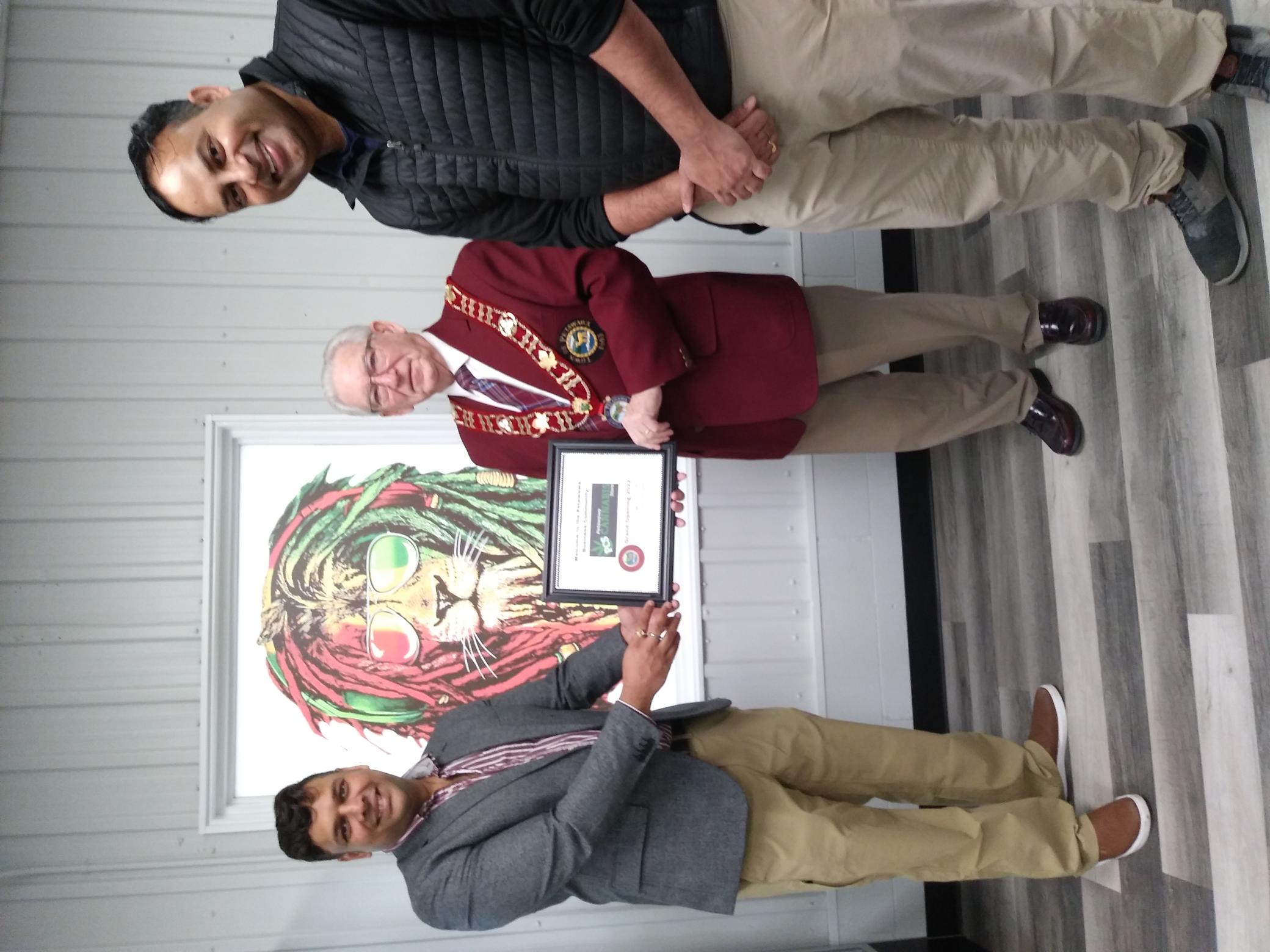 Nitin, Sai and Mayor Sweet certificate