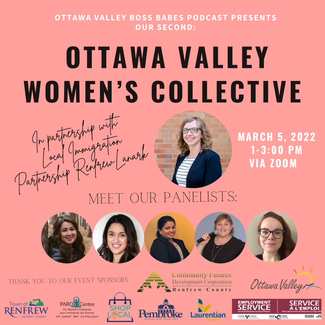 poster with five participants for the OV Women's Collective event March 5, 2022