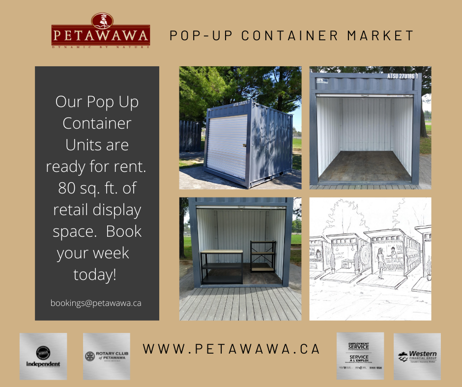 visuals of the container open with deck and with furniture