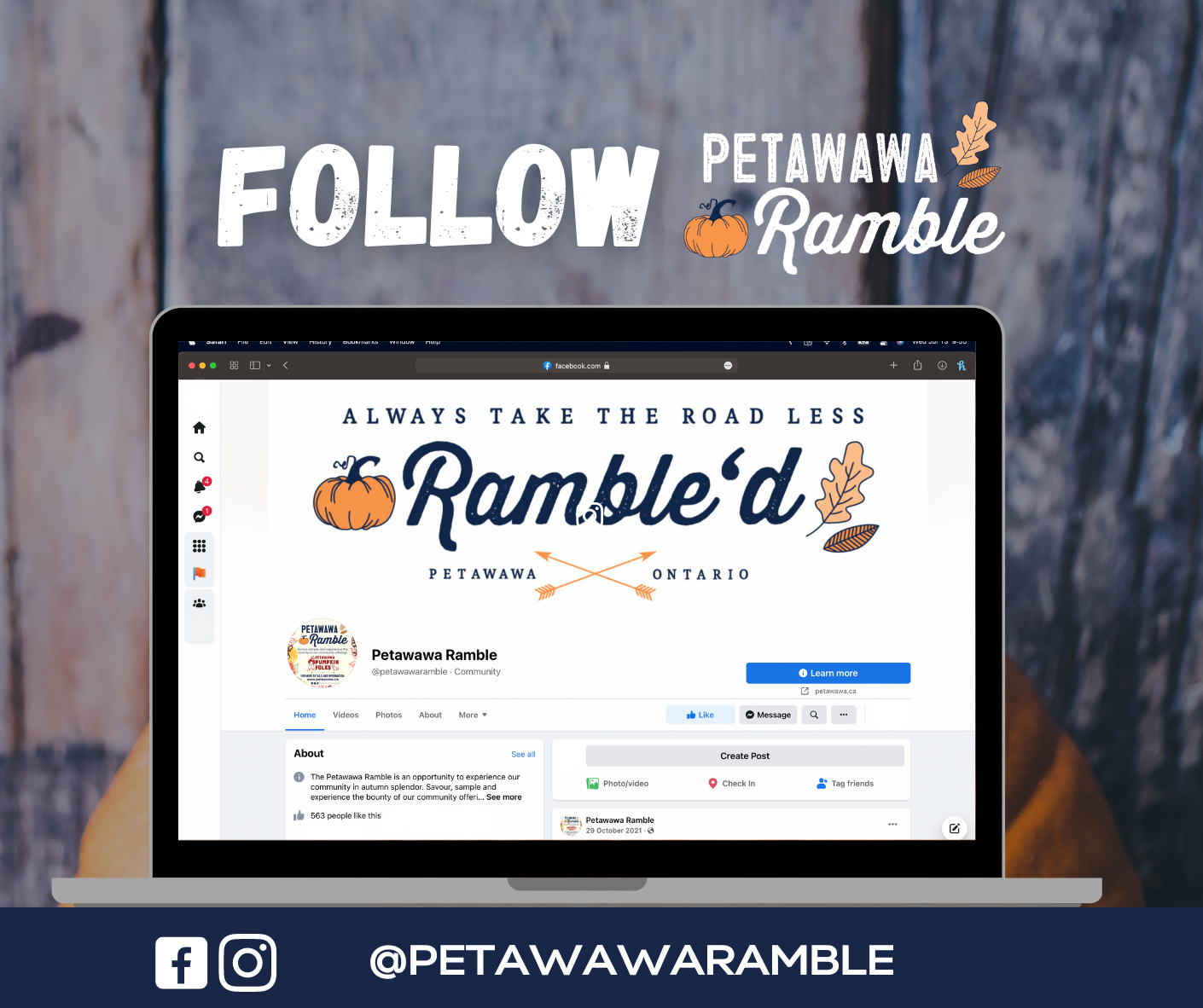 Petawawa Ramble follow social links graphic