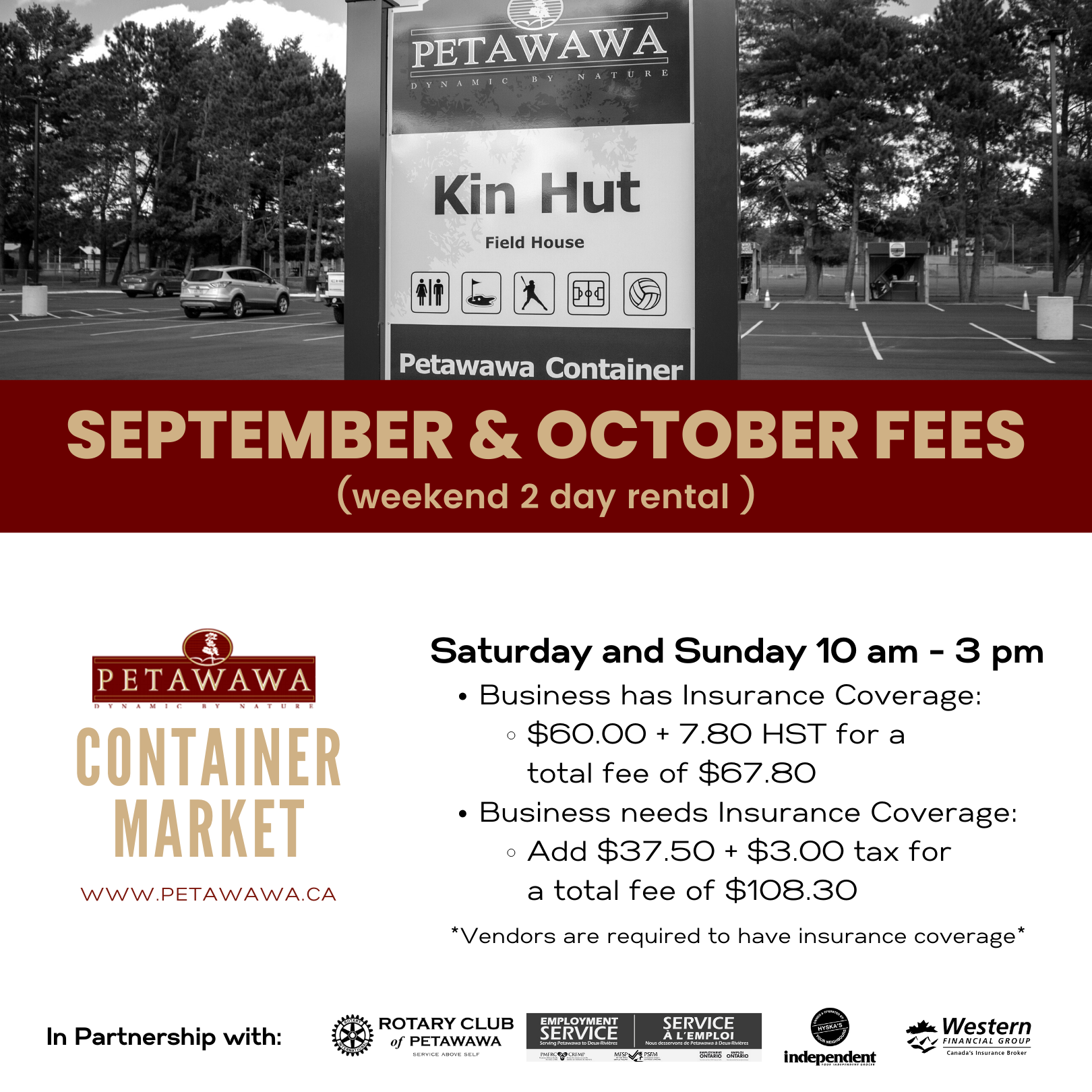 A poster of the September and October rental program fees