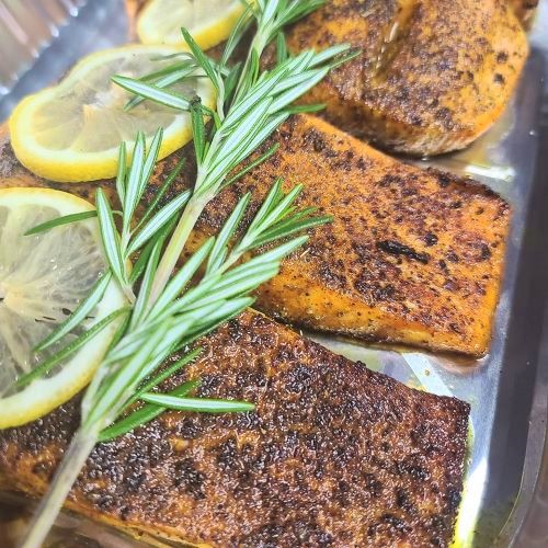 Image of fish fillets with herb and lemon