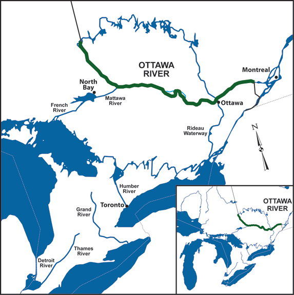 Sketch map of Ottawa River from Canadian Heritage Rivers System