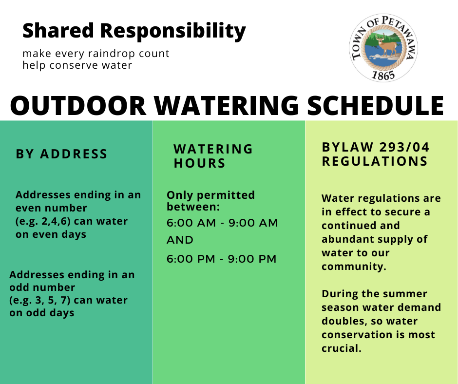 outdoor watering schedule, day and times, help conserve water 