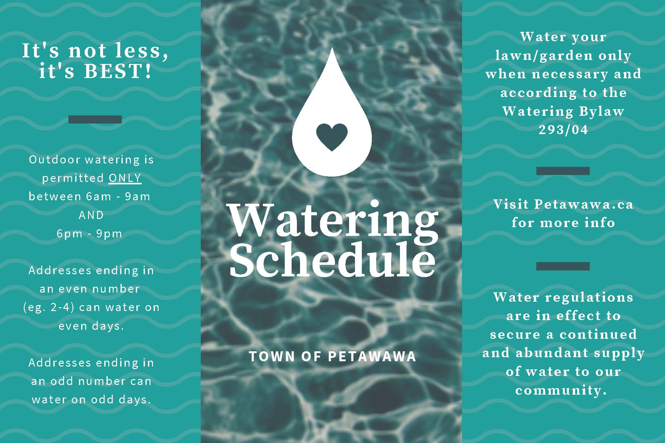 A water image with messaging about lawn watering