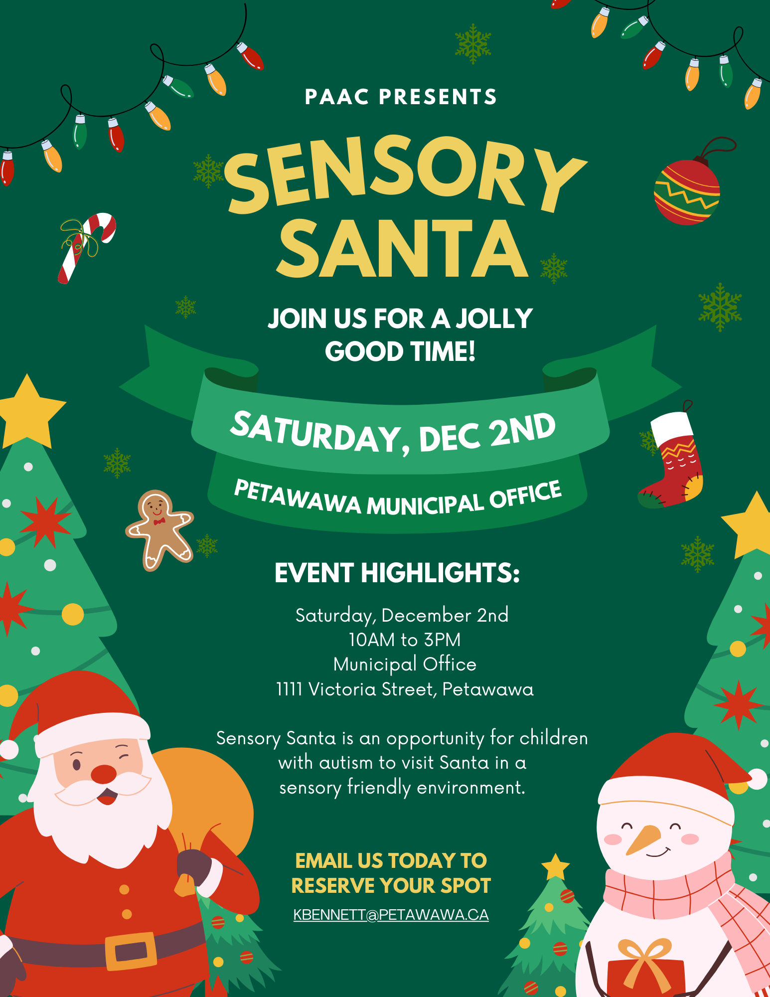 sensory santa poster, paac event, meet santa