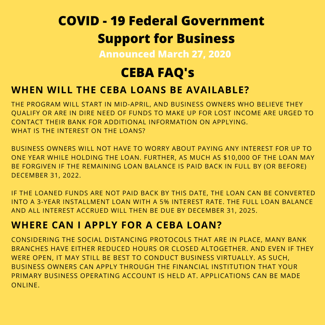Covid 19 Government Of Canada Emergency Loans For Businesses Ceba The Town Of Petawawa