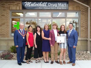 <b>Mulvihill Drug Mart team with Mayor Sweet</b>