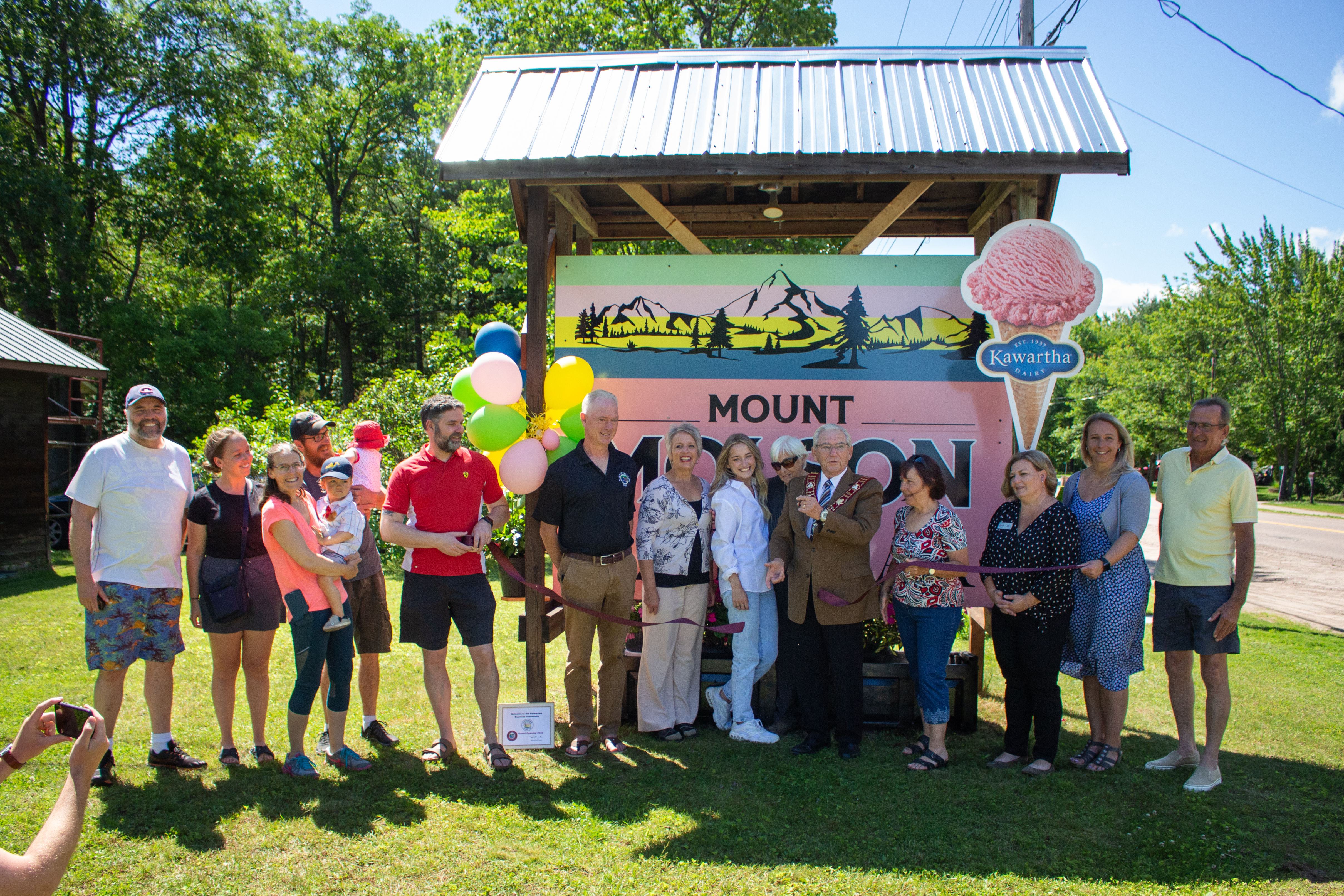 A photo of the grand opening event at Mount Molson Dairy Bar